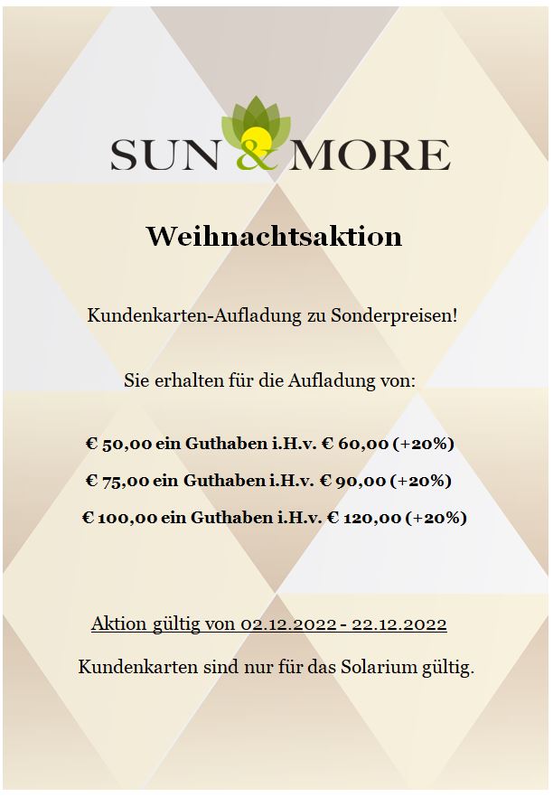 Sun&More Solarium Aktion
